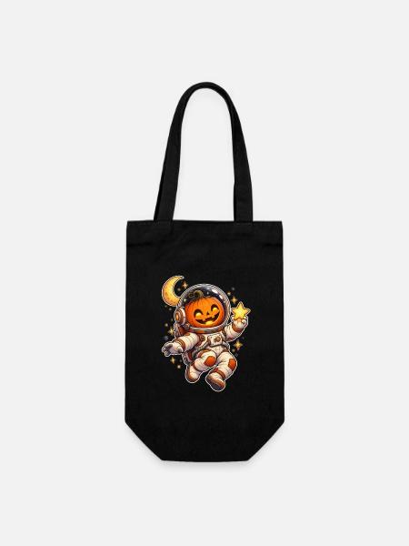 Kürbis-Astronaut - Geschenkbeutel für Flaschen - Schwarz