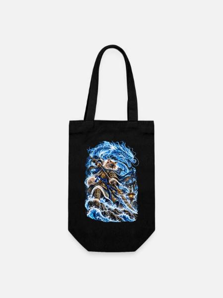 Samurai Cat Tidal Sentinel - Geschenkbeutel für Flaschen - Schwarz