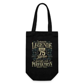 75 Geburtstag - Lebende Legende seit 75 Jahren - Geschenkbeutel für Flaschen - Schwarz - Vorne