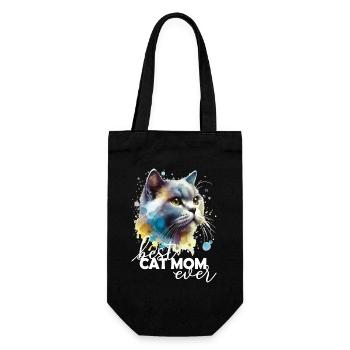 Best Cat Mom Beste Katzenmama - Geschenkbeutel für Flaschen - Schwarz - Vorne