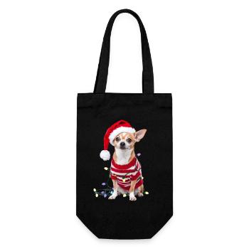 Chihuahua Weihnachten Weihnachtspullover Hund süß - Geschenkbeutel für Flaschen - Schwarz - Vorne