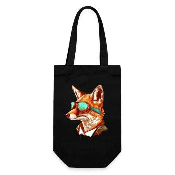 Renard avec lunettes d’aviateur - Sac à bouteille - noir - Devant