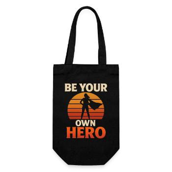 Be Your Own Hero – Stylisches Empowerment Statemen - Geschenkbeutel für Flaschen - Schwarz - Vorne