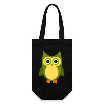 grüne Eule Vogel grün - Geschenkbeutel für Flaschen - Schwarz - Vorne