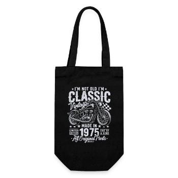 1975 Vintage Born Motorcycle Birthday Gift - Gift Bag for Bottles - black - Front