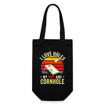 Humor Mann Ehemann Cornhole Spieler - Geschenkbeutel für Flaschen - Schwarz - Vorne