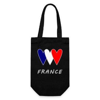 FRANCE. COEUR. FOOTBALL. SPORT. FRANCE. CHAMPION. - Sac à bouteille - noir - Devant