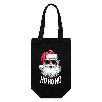 Weihnachtsmann lustig Ho Ho Ho Santa Sonnenbrille - Geschenkbeutel für Flaschen - Schwarz - Vorne