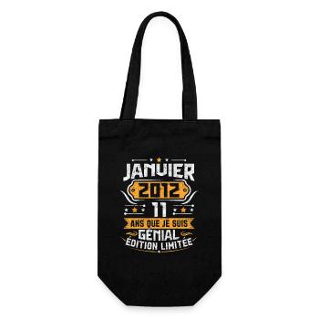 Rétro Cadeau D'anniversaire 11 Ans Janvier 2012 - Sac à bouteille - noir - Devant