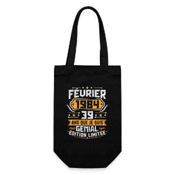 Rétro Cadeau D'anniversaire 39 Ans Février 1984 - Sac à bouteille - noir - Devant