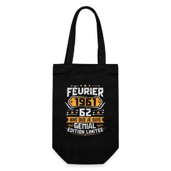 Rétro Cadeau D'anniversaire 62 Ans Février 1961 - Sac à bouteille - noir - Devant