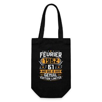 Rétro Cadeau D'anniversaire 61 Ans Février 1962 - Sac à bouteille - noir - Devant