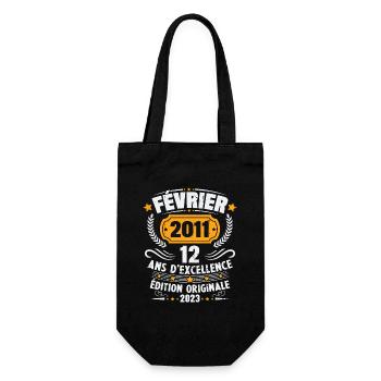 Cadeau D'anniversaire 12 Ans Février 2011 Vintage - Sac à bouteille - noir - Devant