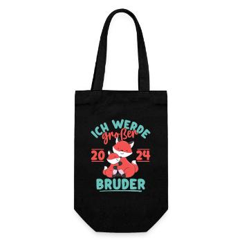 Großer Bruder 2024 Junge Geschwister Geburt - Geschenkbeutel für Flaschen - Schwarz - Vorne