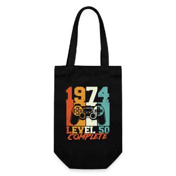 50 Geburtstag 50 Jahre Gamer Level 50 Complete - Geschenkbeutel für Flaschen - Schwarz - Vorne
