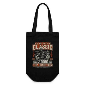 Klassiker 2010 Jahrgang Vintage Retro Motorrad - Geschenkbeutel für Flaschen - Schwarz - Vorne