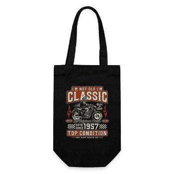 Klassiker 1957 Jahrgang Vintage Retro Motorrad - Geschenkbeutel für Flaschen - Schwarz - Vorne