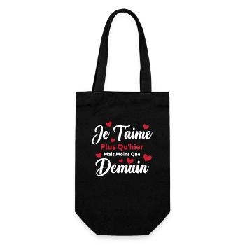 Je t’aime plus qu’hier mais moins que demain - Sac à bouteille - noir - Devant