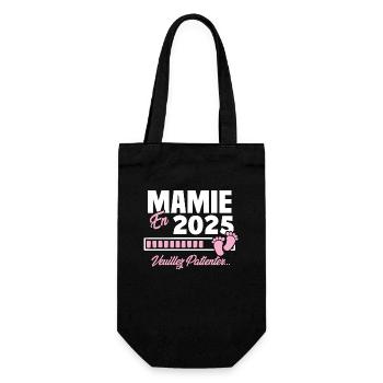 Mamie en 2025 / Cadeau future mamie 2025 - Sac à bouteille - noir - Devant