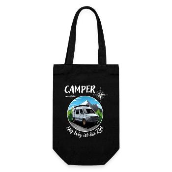 Camper-Kastenwagen Wohnmobil Spruch + Motiv - Geschenkbeutel für Flaschen - Schwarz - Vorne
