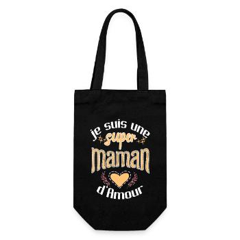 je suis super maman d'amour Cadeau fete des mères - Sac à bouteille - noir - Devant