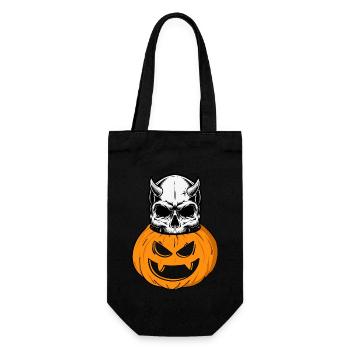 Jack-o'-Lantern effrayant design avec crâne - Sac à bouteille - noir - Devant