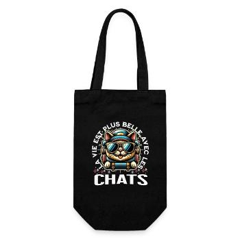 Amoureux des chats-Humour chat-drole chat - Sac à bouteille - noir - Devant