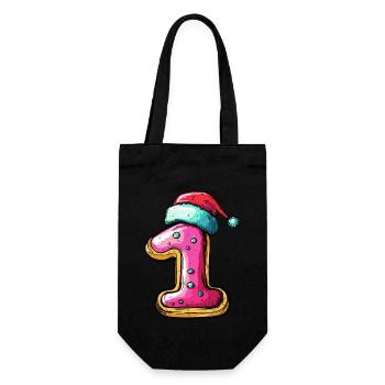 1 Number Christmas Cookie - Gift Bag for Bottles - black - Front