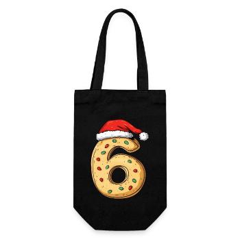 6 Number Christmas Biscuit - Gift Bag for Bottles - black - Front