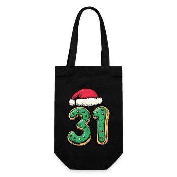 31 Number Christmas Cookie - Gift Bag for Bottles - black - Front