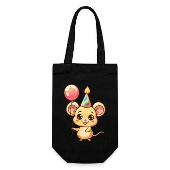 Mouse Birthday Comic - Gift Bag for Bottles - black - Front