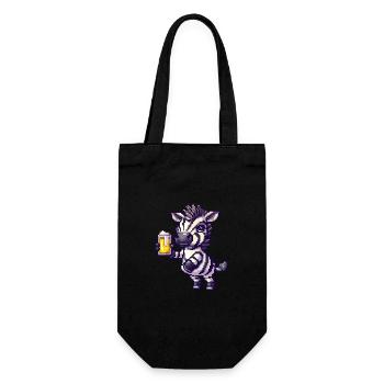 Zebra Pixel Bier - Geschenkbeutel für Flaschen - Schwarz - Vorne