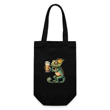 Chameleon Pixel Bier - Geschenkbeutel für Flaschen - Schwarz - Vorne
