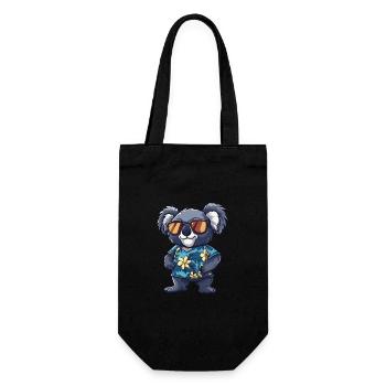 Koala Comic Lustig Sommer - Geschenkbeutel für Flaschen - Schwarz - Vorne