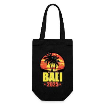 Bali 2025 Holiday Palm Trees Colorful - Gift Bag for Bottles - black - Front