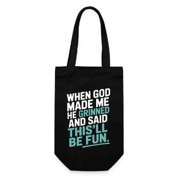 When God made me, he grinned! - Gift Bag for Bottles - black - Front