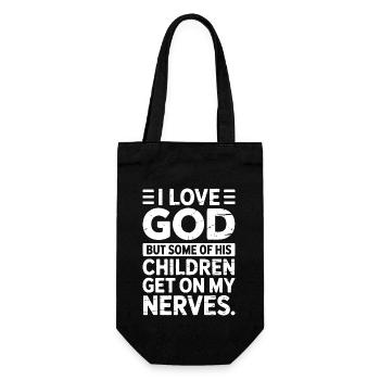 Ich liebe Gott, aber manche seiner Kinder nerven! - Geschenkbeutel für Flaschen - Schwarz - Vorne