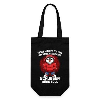 Heute Möchte Ich Was Mit Menschen Machen Pinguin - Geschenkbeutel für Flaschen - Schwarz - Vorne