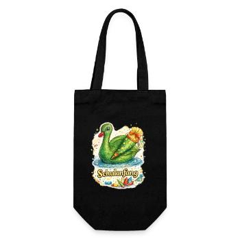 Schulanfang-Schwan mit Geschenk - Geschenkbeutel für Flaschen - Schwarz - Vorne