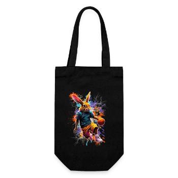 Hase Kaninchen Basketball - Geschenkbeutel für Flaschen - Schwarz - Vorne