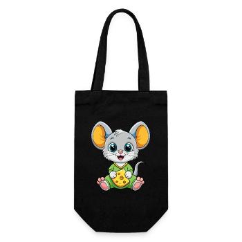 Cheese Loving Mouse - Gift Bag for Bottles - black - Front