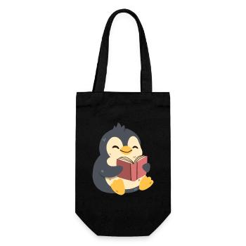 Pingouin lisant un livre - Sac à bouteille - noir - Devant