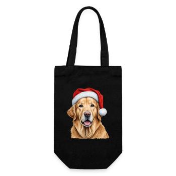 Christmas golden retriever - Gift Bag for Bottles - black - Front