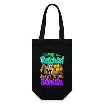 Einschulung Bagger Schulkind - Geschenkbeutel für Flaschen - Schwarz - Vorne