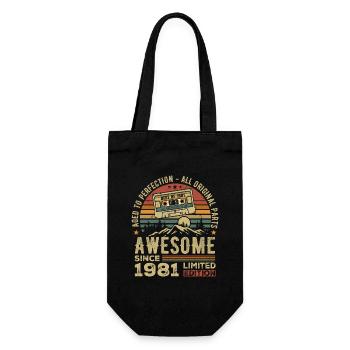Vintage 1981 Birthday Gift | Born in 1981 - Gift Bag for Bottles - black - Front