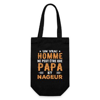 Ein echter Mann ist nur ein Vater und ein Schwimmer - Geschenkbeutel für Flaschen - Schwarz - Vorne