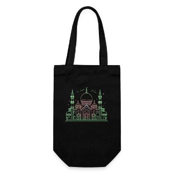 Mosque star crescent stylized green or black - Gift Bag for Bottles - black - Front