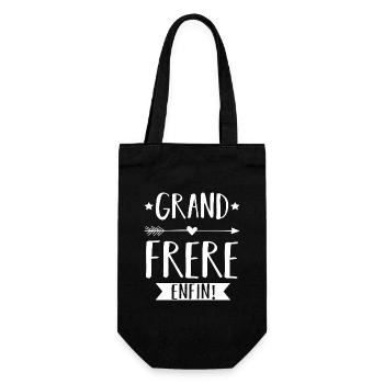 Grand frère enfin annonce naissance bébé cadeau - Sac à bouteille - noir - Devant