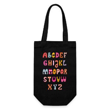 Alphabet, ABC for school beginners - Gift Bag for Bottles - black - Front