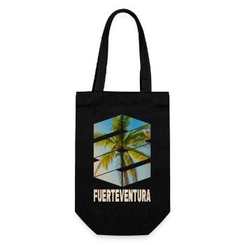 Fuerteventura Sommer Sonne Strand Meer Palmen - Geschenkbeutel für Flaschen - Schwarz - Vorne